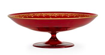A red glass tazza, 19th Century.