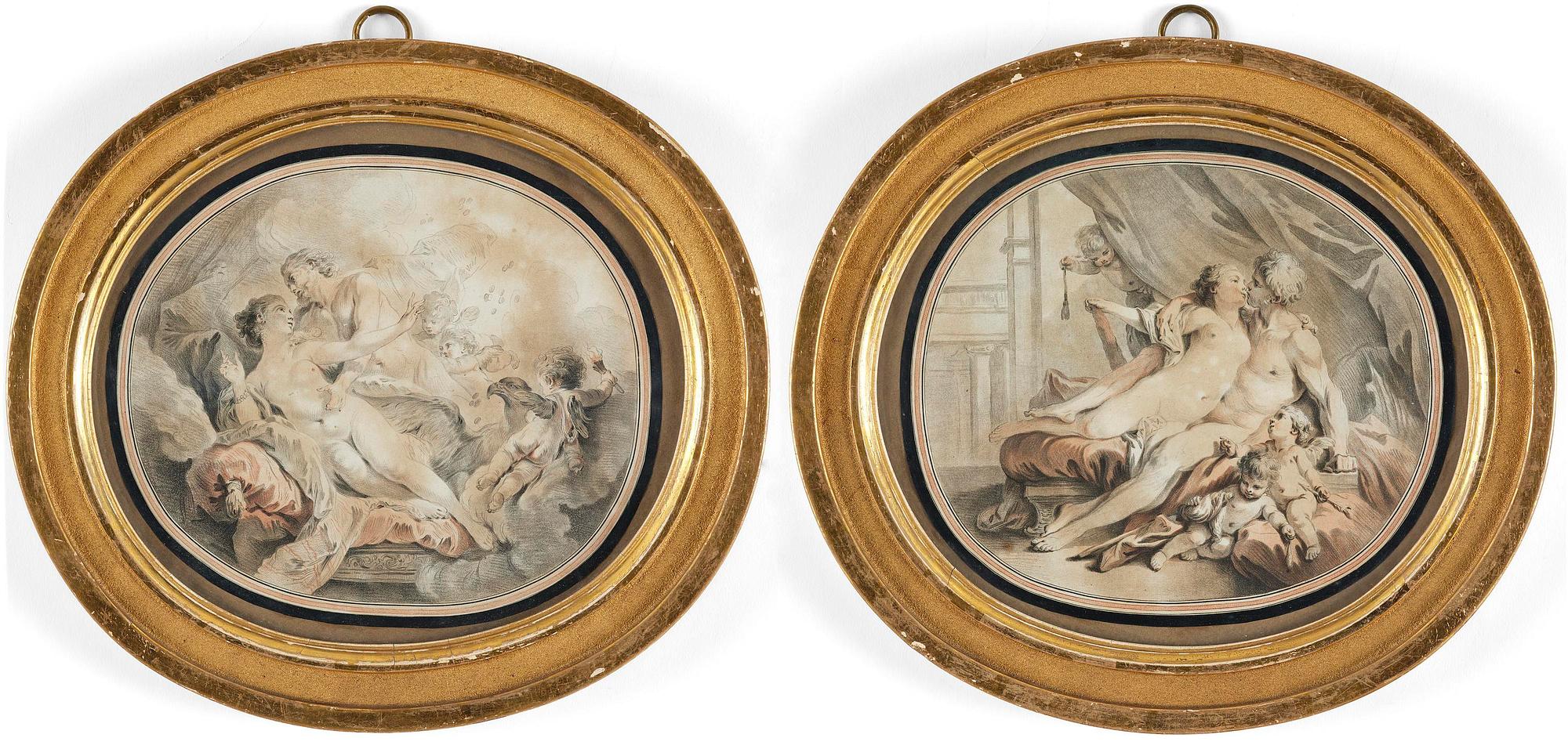 Francois Boucher, circle of/follower of, Love scenes, a pair.