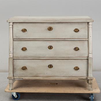 A painted chest of drawers, late 19th Century.