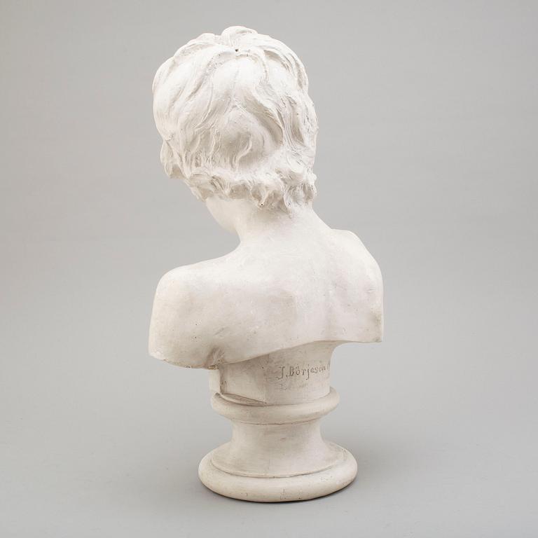 JOHN BÖRJESON, after. A plaster bust of a young boy, signed and dated 1900.