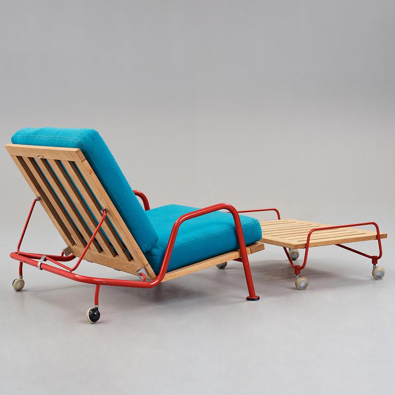 HANS J WEGNER, fåtölj, med fotpall, "GE 440" utställningsexemplar för Getama, Danmark 1968-69.