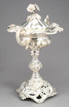 STRÖSOCKERSKÅL, nysilver, nyrokoko, GAB, Stockholm, sent 1800-tal.