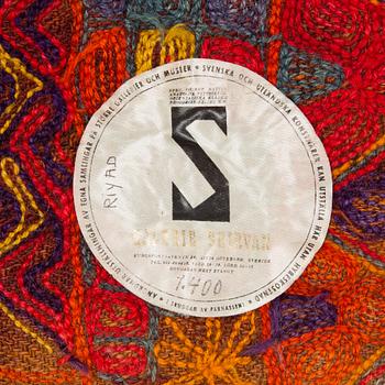 A semi-antique embroidered textile by the Marsh Arabs/nomads in Iraq, around 207 x 163 cm.