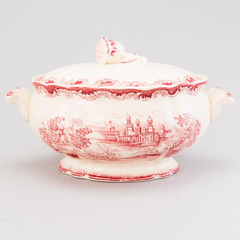 MATSERVIS, 157 delar, flintgods, "Bengali, röd", Rörstrand, 1940-tal.