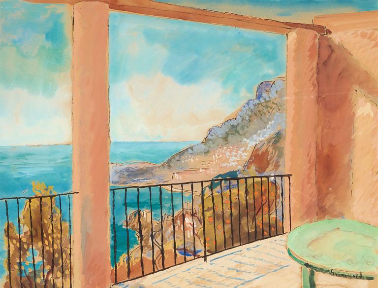 Isaac Grünewald, Utsikt från terrassen, Medelhavet.