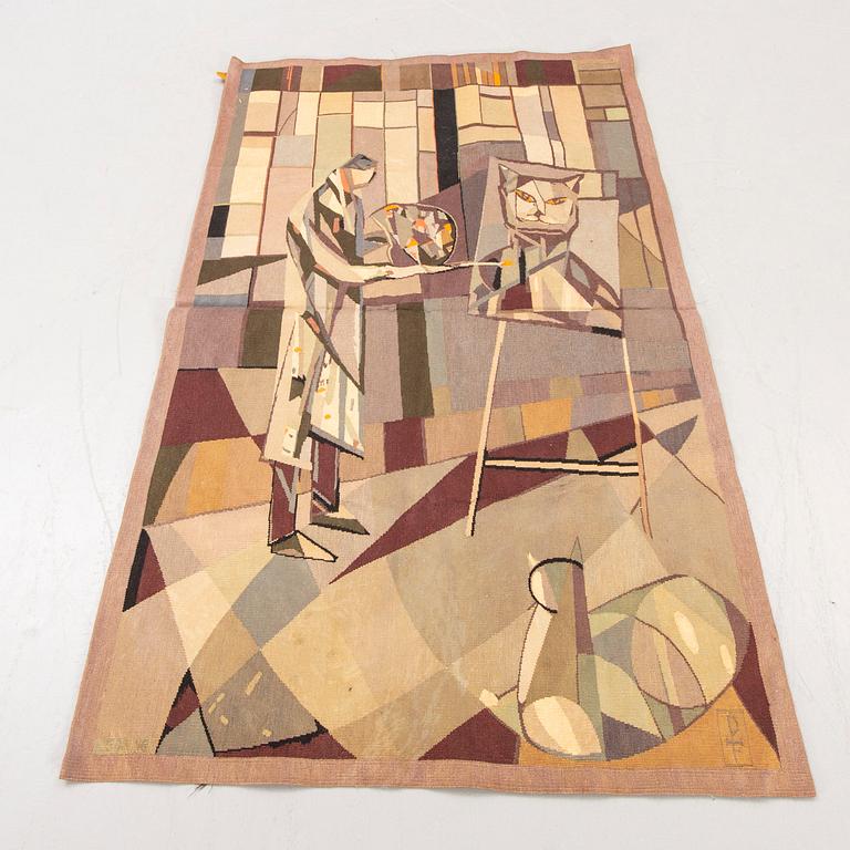 Lars Gynning, vävd tapet gobelängteknik signerad Aubusson/Pinton frères, 151x91 cm.