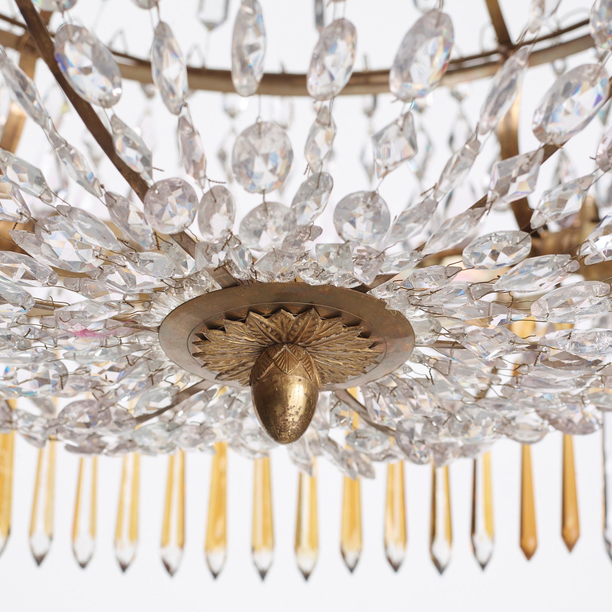 A late Gustavian early 19th century seven-light chandelier.