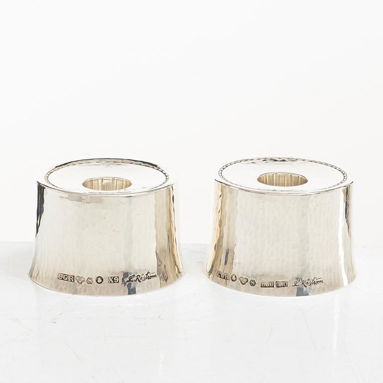 Ingrid Råström, & Lennart Råström, candlesticks, a pair, silver, CG Råström, Stockholm 1972-1975.