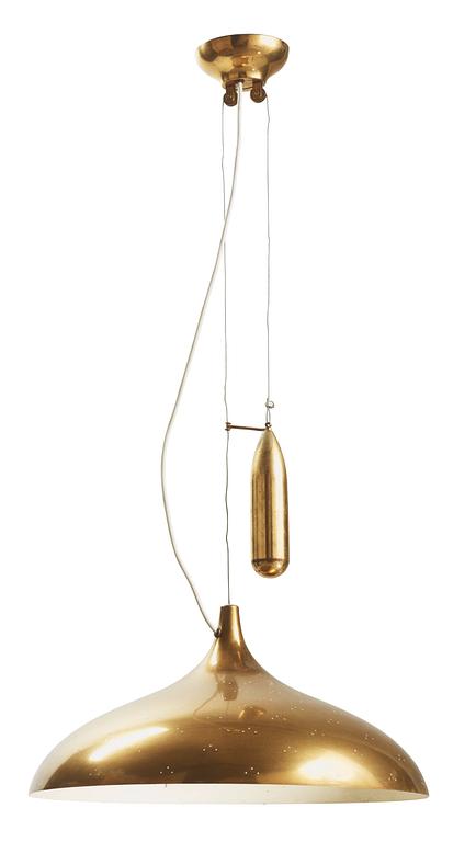 A brass hanging lamp, attributed to Paavo Tynell, Taito Oy,  probably Finland 1940's-50's.