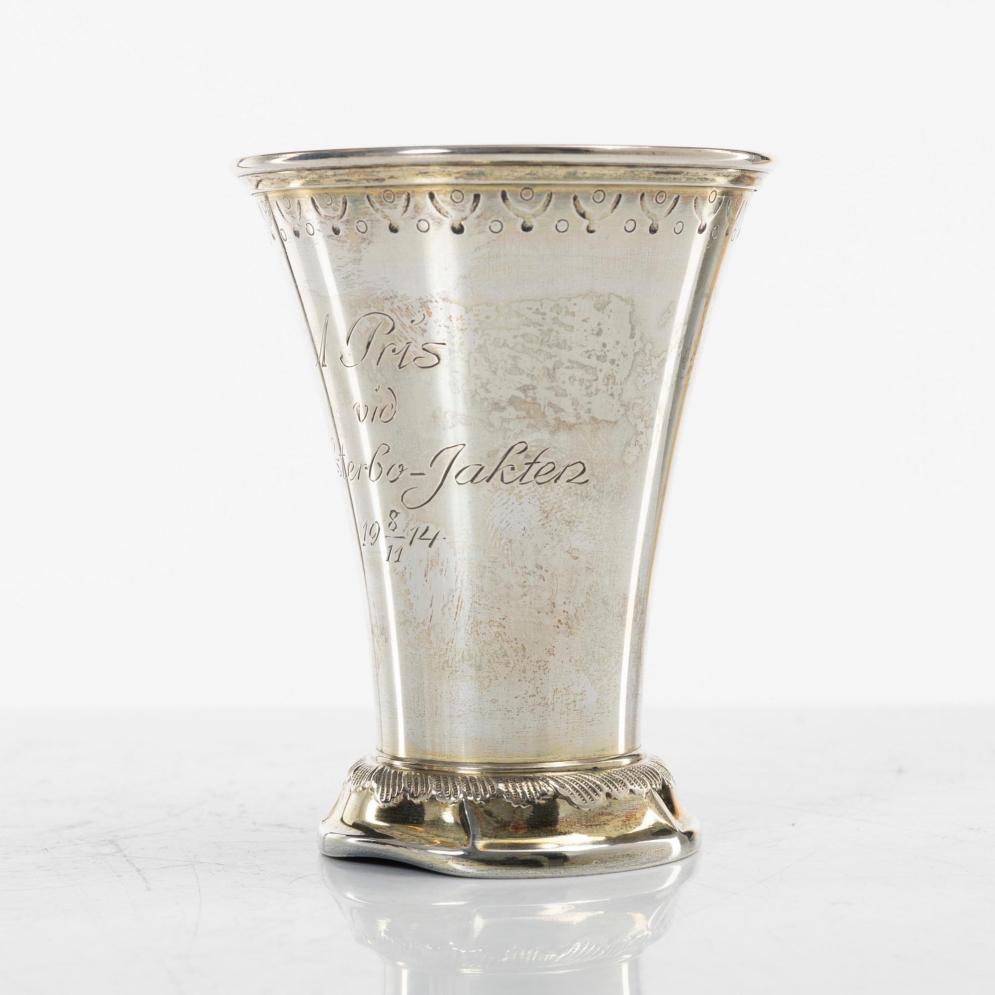 Four Swedish silver beakers, including mark of M Lysell, Trelleborg 1929.