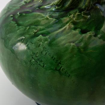 Albin Hamberg vase "Morgonstjernan" Höganäs Jugend dated 1900.