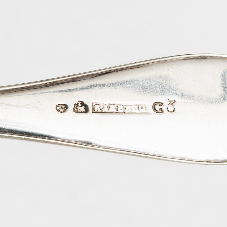 Bengt Törnberg, forks, 12 pcs, and Stephan Westerstråhle and Niklas Ramberg, spoons, a pair, early 19th century.