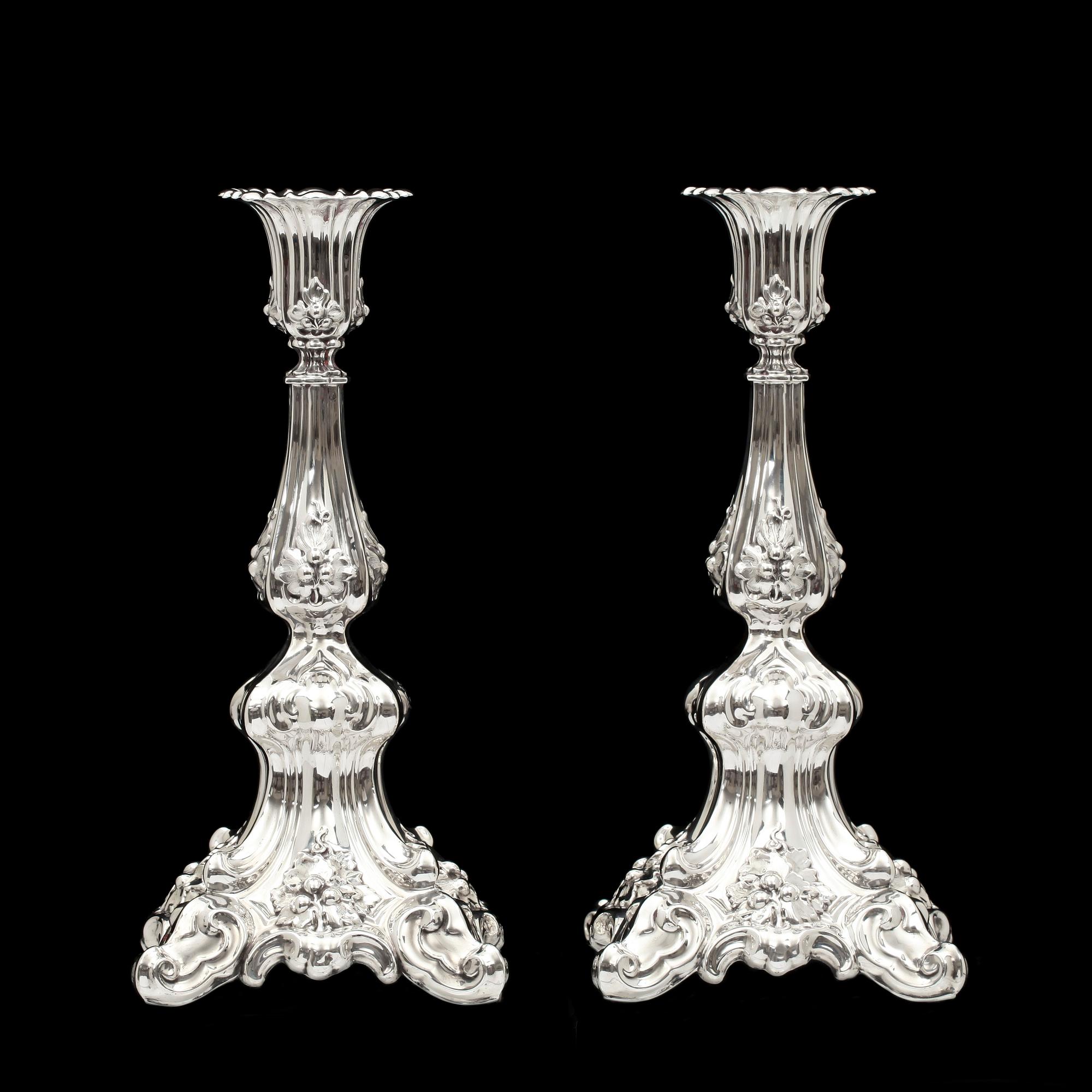 LJUSSTAKAR, ett par, barockstil, silver, importstämplar, Möllenborg Malmö 1937.