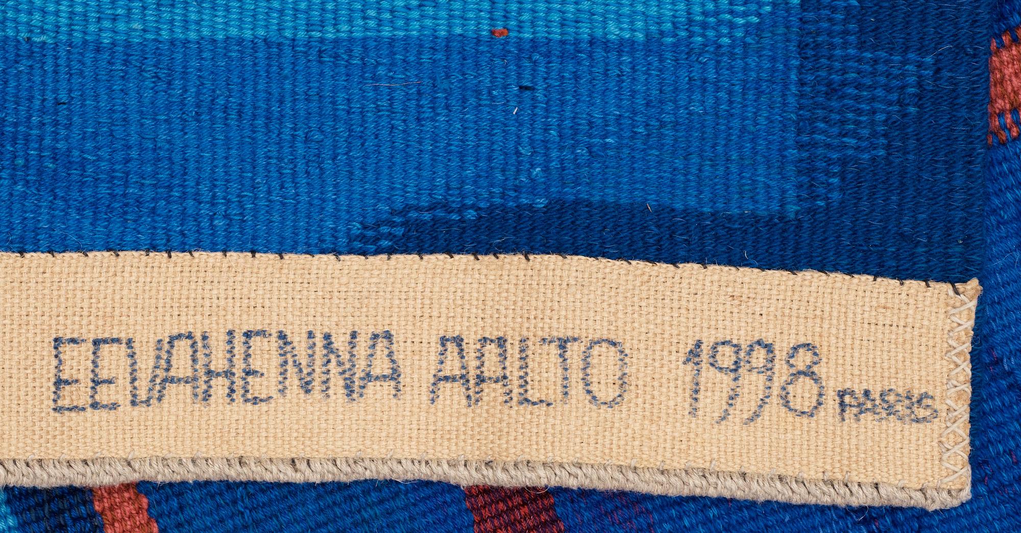 VÄVD TAPET. "Sommaren som var så rar". Tapestry weave (gobelängteknik). 105,5 x 137,5 cm. Signed EEVAHENNA AALTO 1998 PARIS at the back.