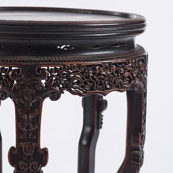 A pair of Chinese Hongmu side tables, Qing dynasty, 19th Century.