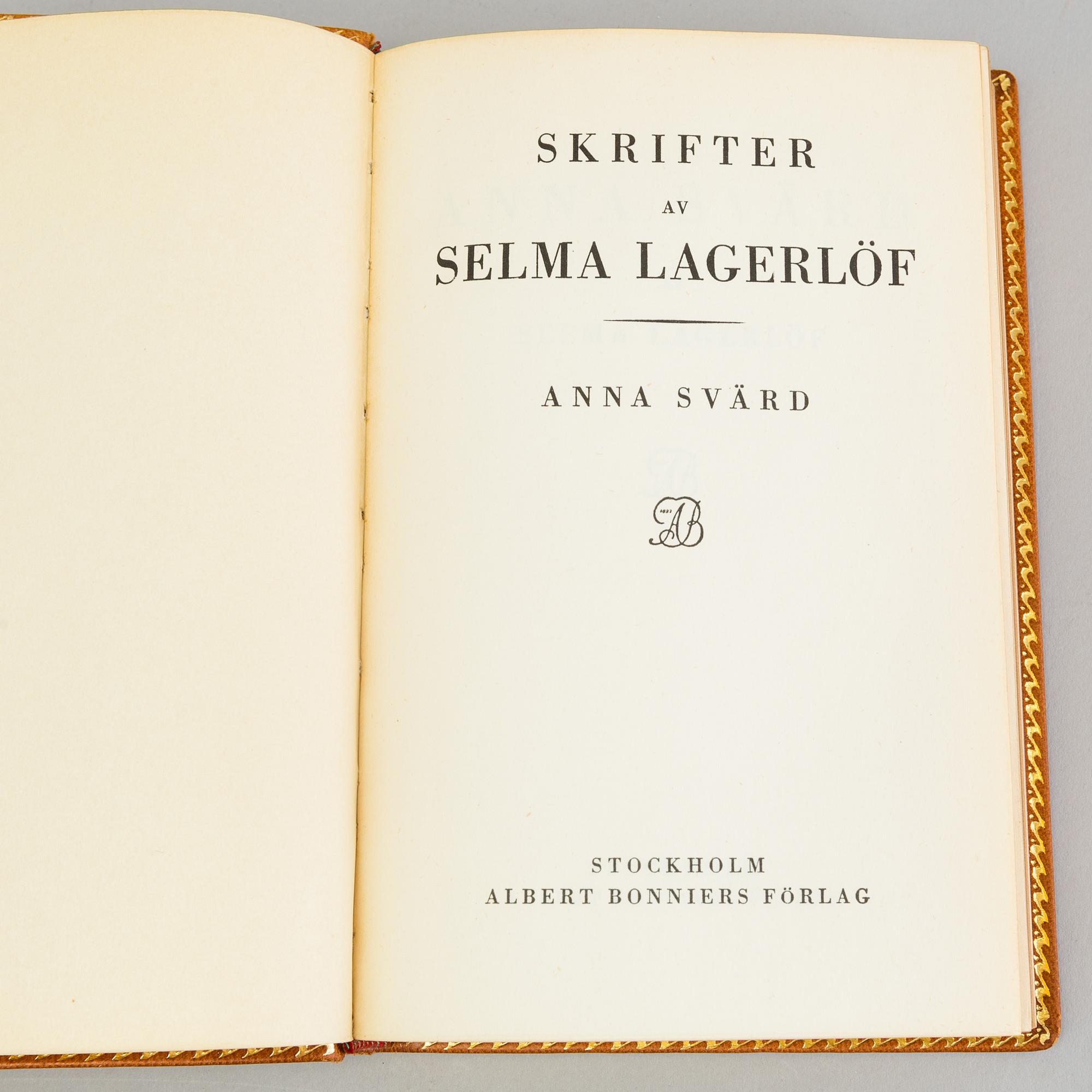 BÖCKER, 12 stycken, "Skrifter av Selma Lagerlöf", Albert Bonniers förlag 1940/50-tal.