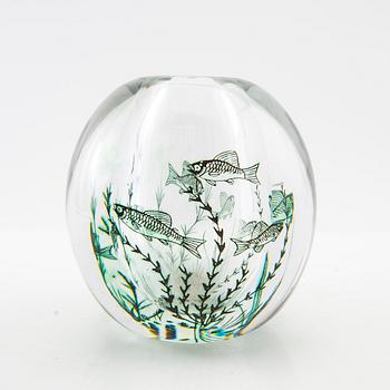 Edward Hald, vase "Fish Grail" Orrefors. 1955.