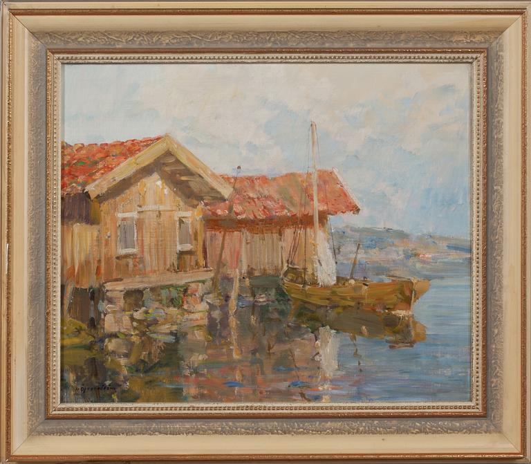 HUGO ÖFVERSTRÖM, olja på pannå, signerad.