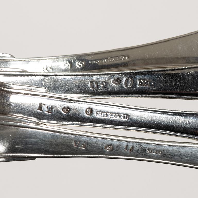 Nine Swedish silver spoons, early 19th century.