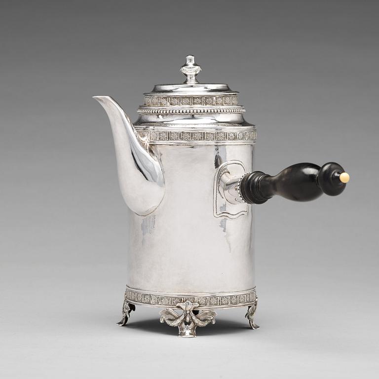 A Swedish 18th century silver coffee-pot, mark of Johan Stras, Stockholm 1783.