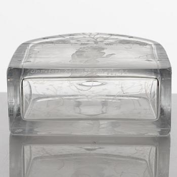 Edward Hald, karaff med propp, "Susanna och gubbarna", modell 1230, Orrefors, 1949.