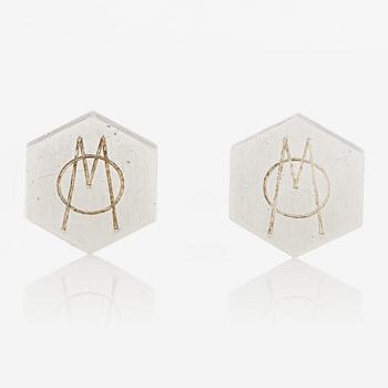 Wiwen Nilsson, a pair of cufflinks with monogram, sterling silver, Lund 1964.