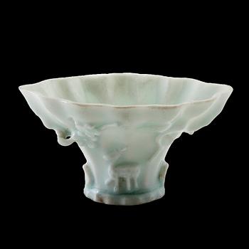 Wine tasting bowl porcelain, blanc-de-chine, China, 19th century.