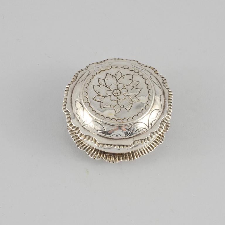 KYRKDOSA, troligen Petter Gökblad (1842-1863), Göteborg, vikt 50 gram.