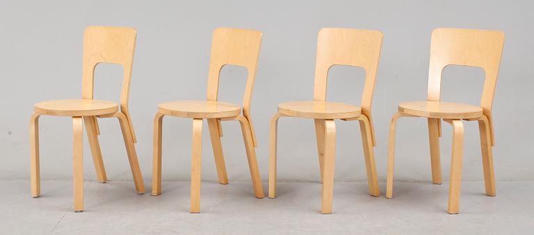 STOLAR, 4 st, modell 66, Alvar Aalto, Artek, 1900-talets senare hälft.