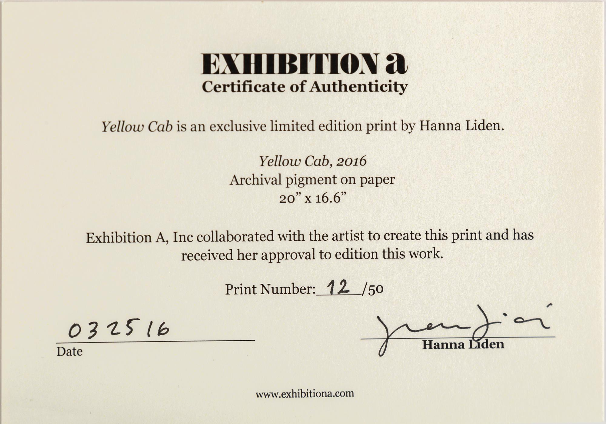 HANNA LIDEN, archival pigment, signed och numbered 12/50, dated 2016 on verso.
