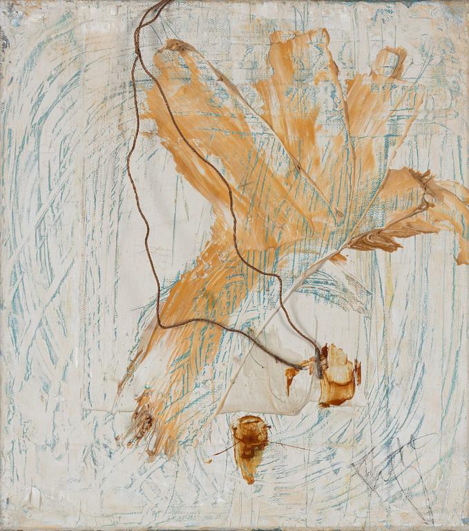 Eddie Figge, oil and metal on canvas, signed and dated 1963 verso.
