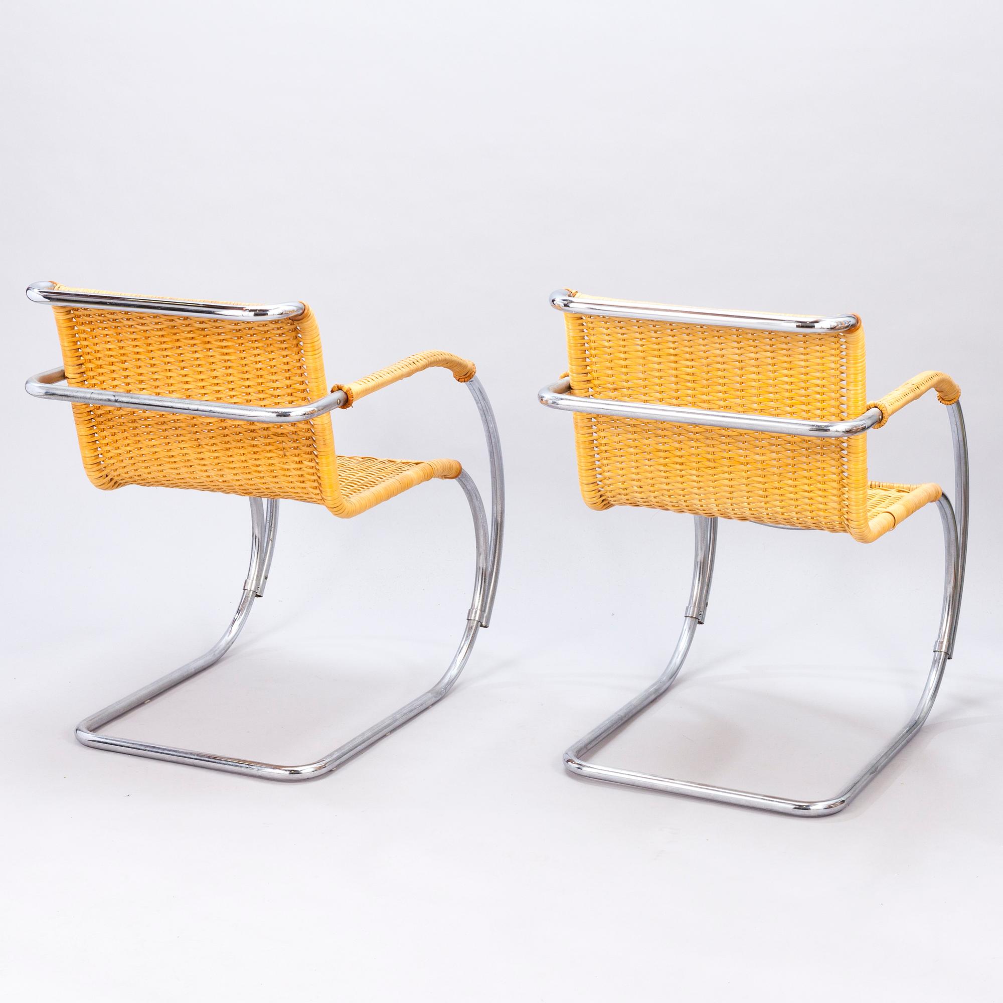 LUDWIG MIES VAN DER ROHE, fåtöljer, ett par, modell MR 20", 1960-talets slut.