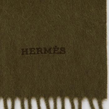 HERMÈS, a green cashmere shawl.
