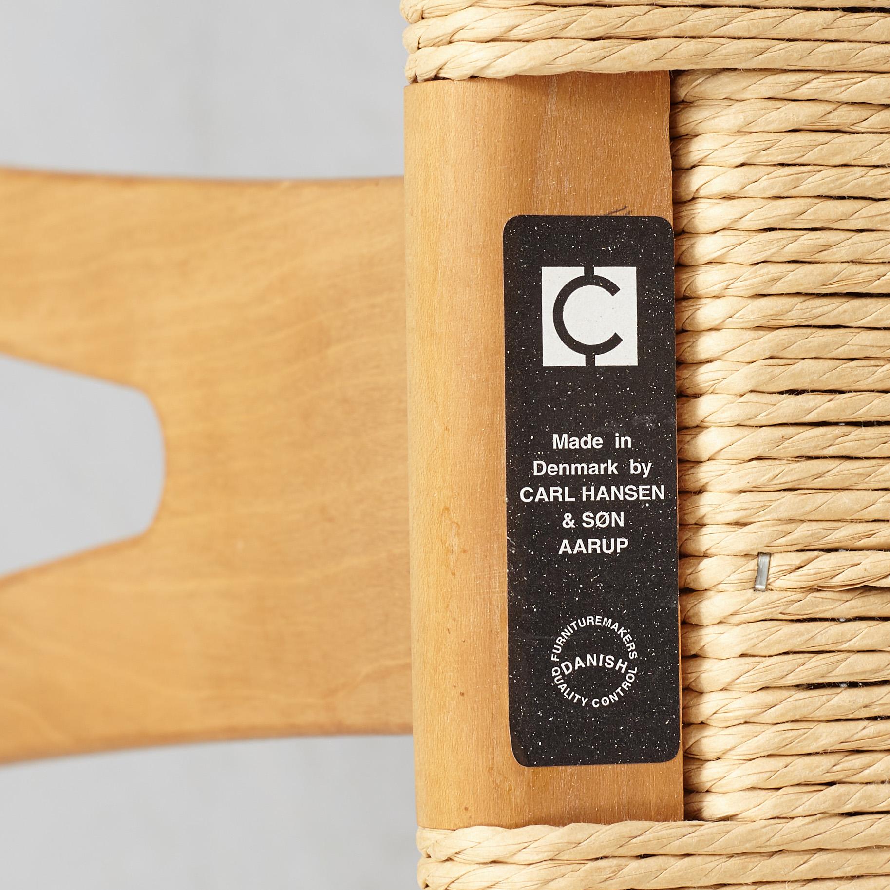 A set of four + two armchairs 'Y-chair' by Hans J Wegner, Carl Hansen & Son, Denmark.