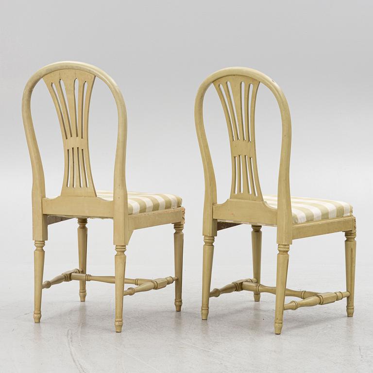 Six similar Gustavian chairs, Sweden, 20th century.