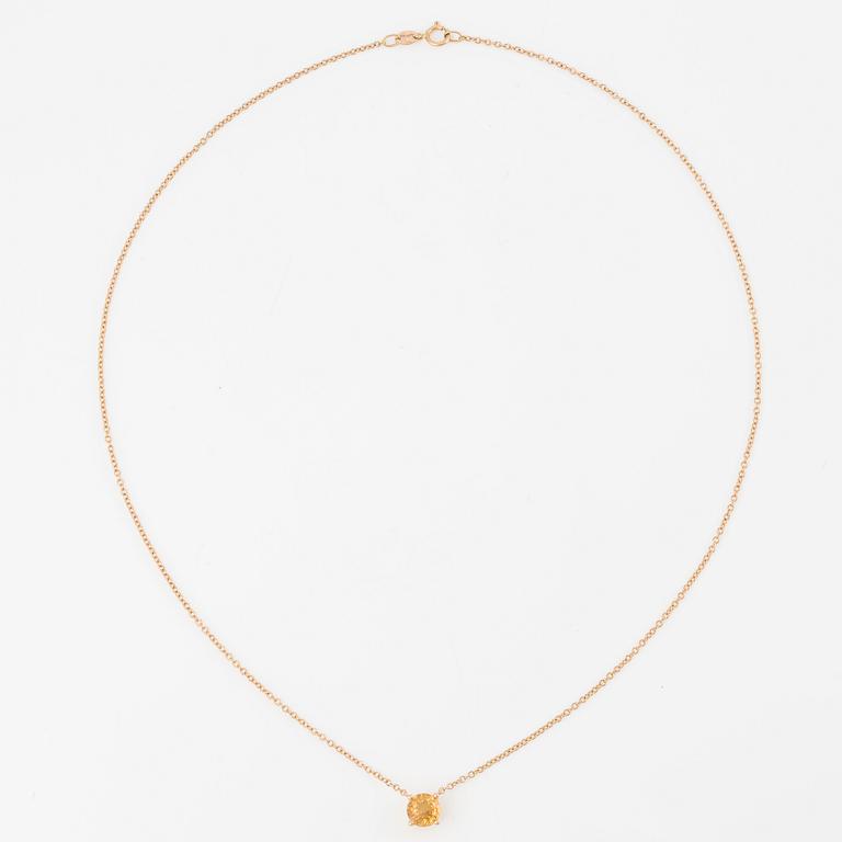 Collier 18K roséguld med orange safir.