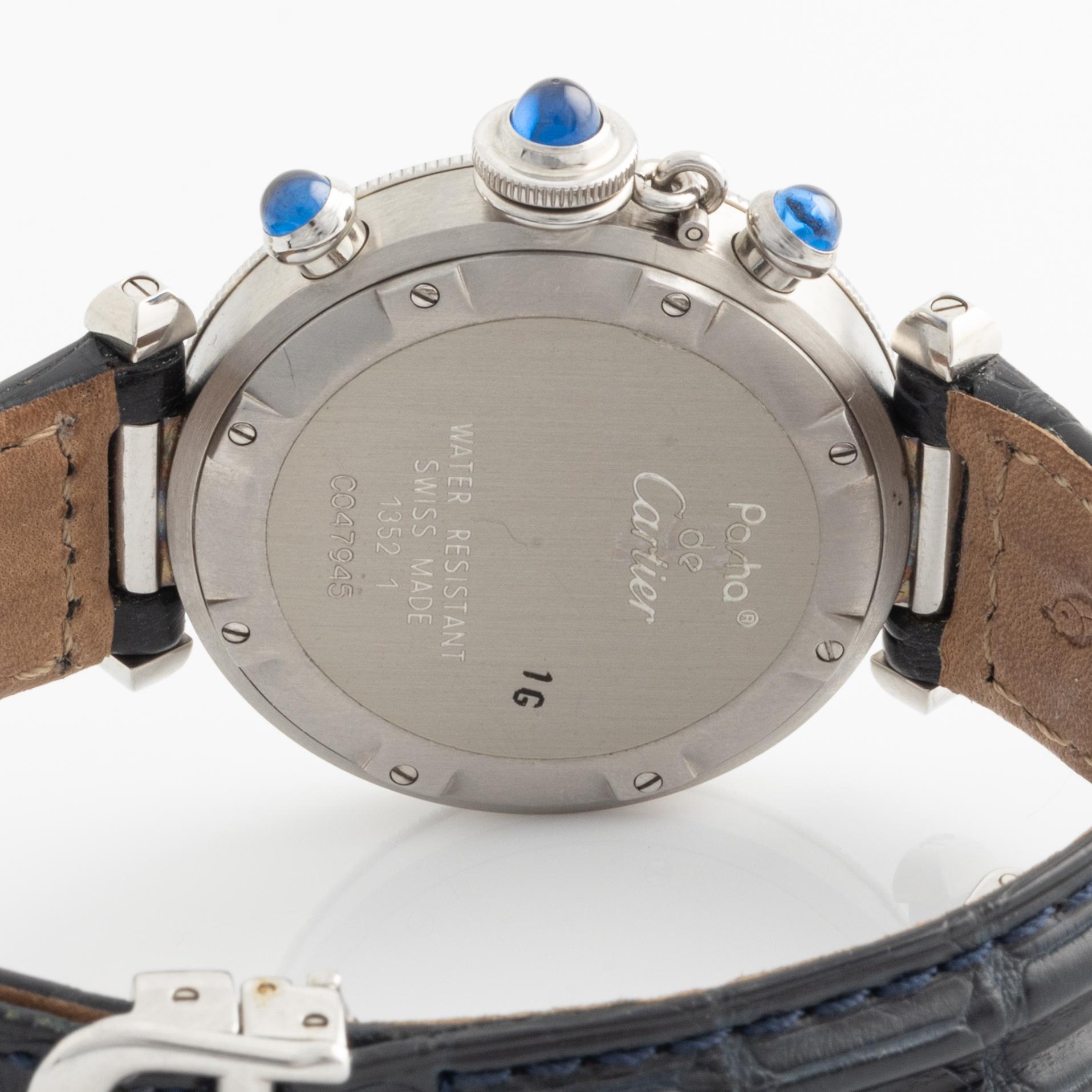 Cartier, Pasha, wristwatch, chronograph, 35,5 mm.