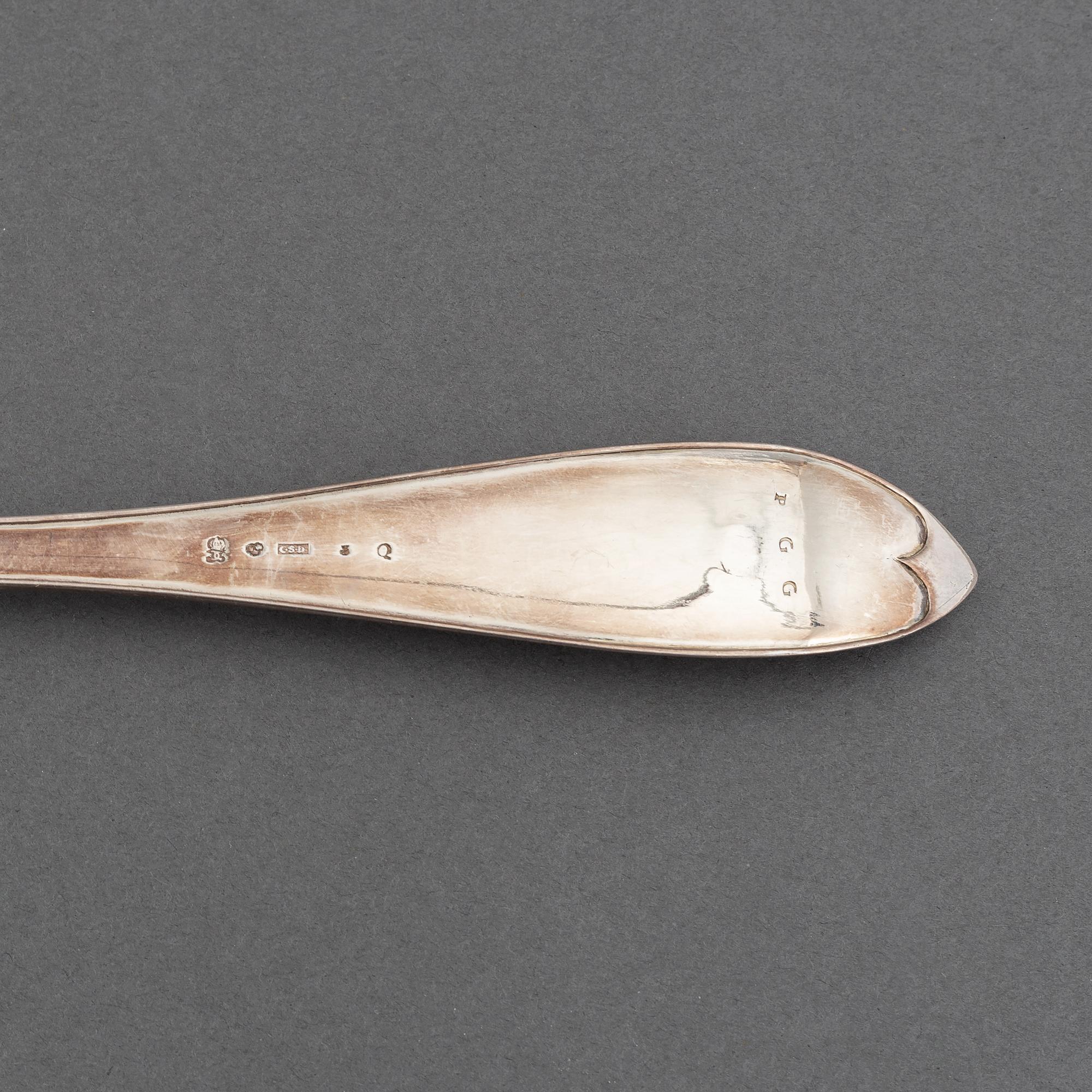 A swedish serving spoon and laddle, including mark of Claude St Claire Donneaud, Karlskrona (1812-27).