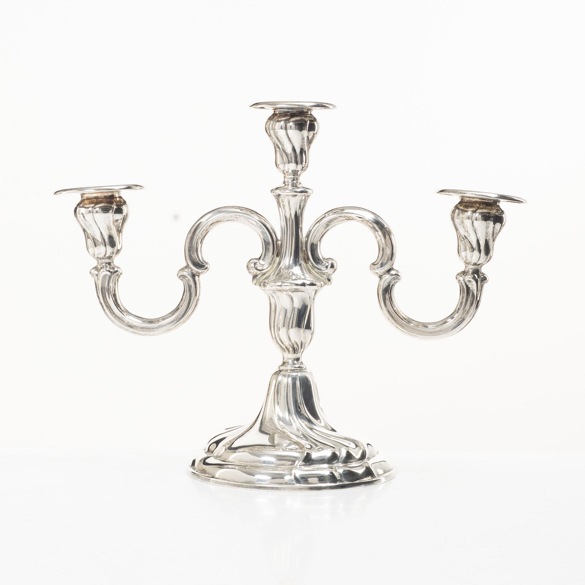 Candelabrum, silver, Rococo style, Germany, first half of the 20th century.
