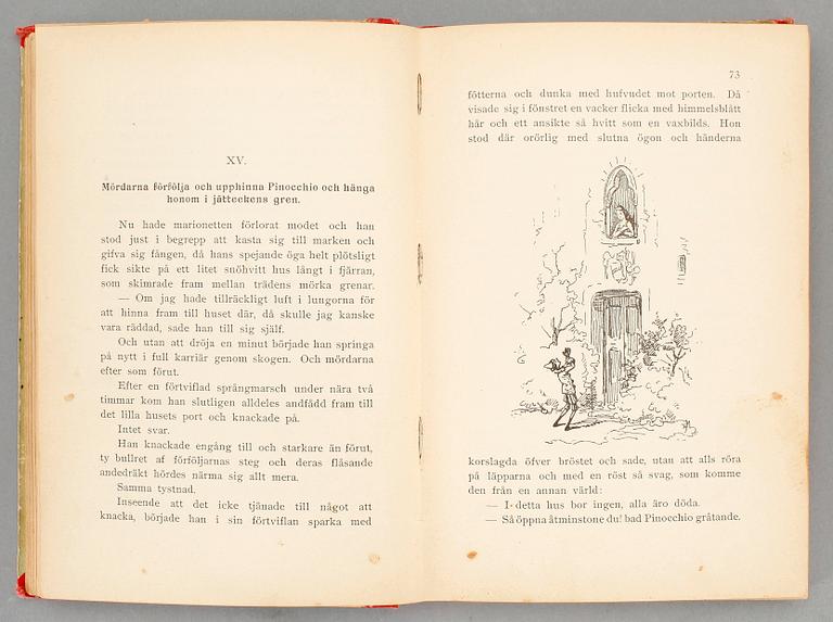 BOK. "Pinocchios Äventyr", Carlo Collodi, utgiven 1904.