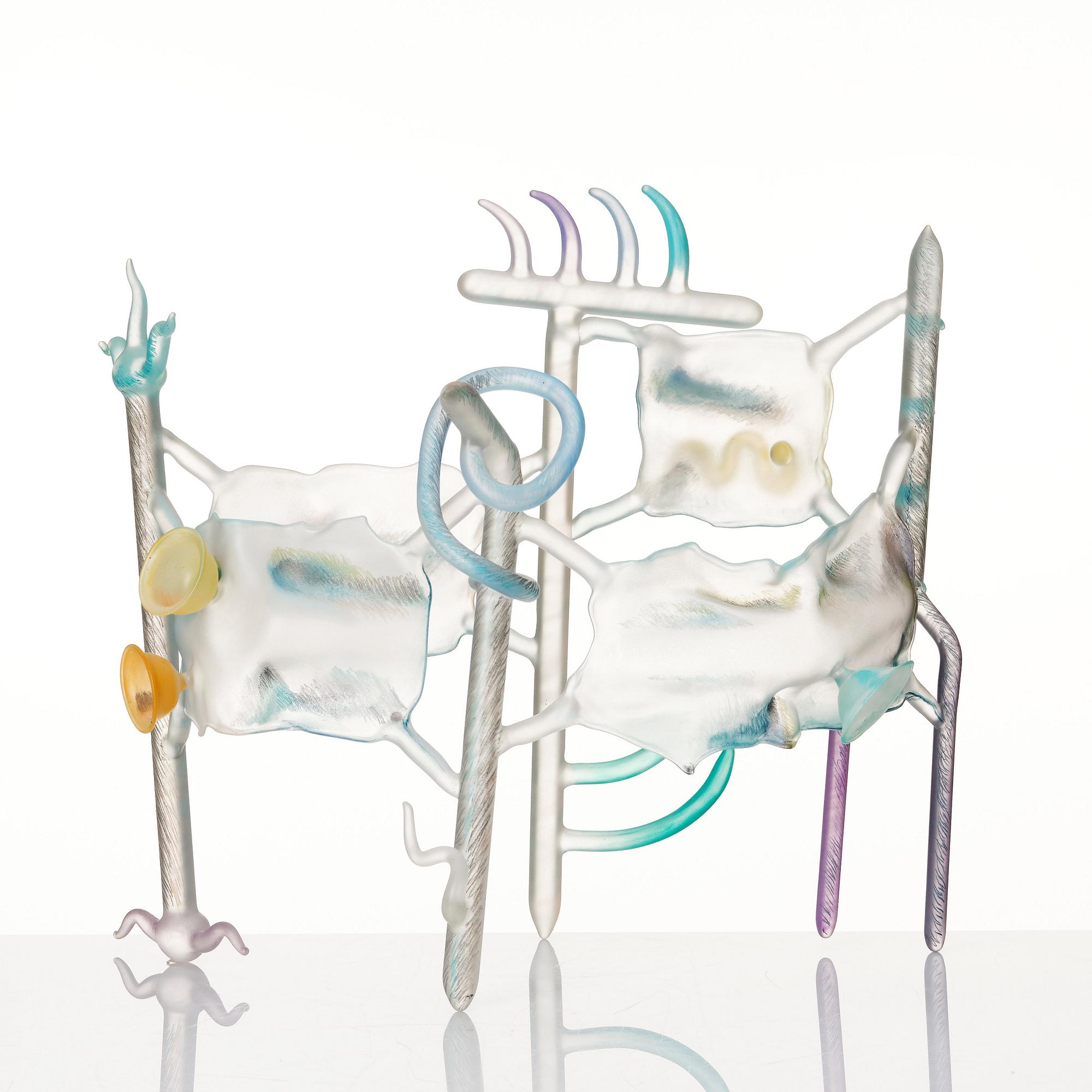 Ginny Ruffner, a flameworked glass sculpture 'To Miró', Pilchuck USA ca 1985.