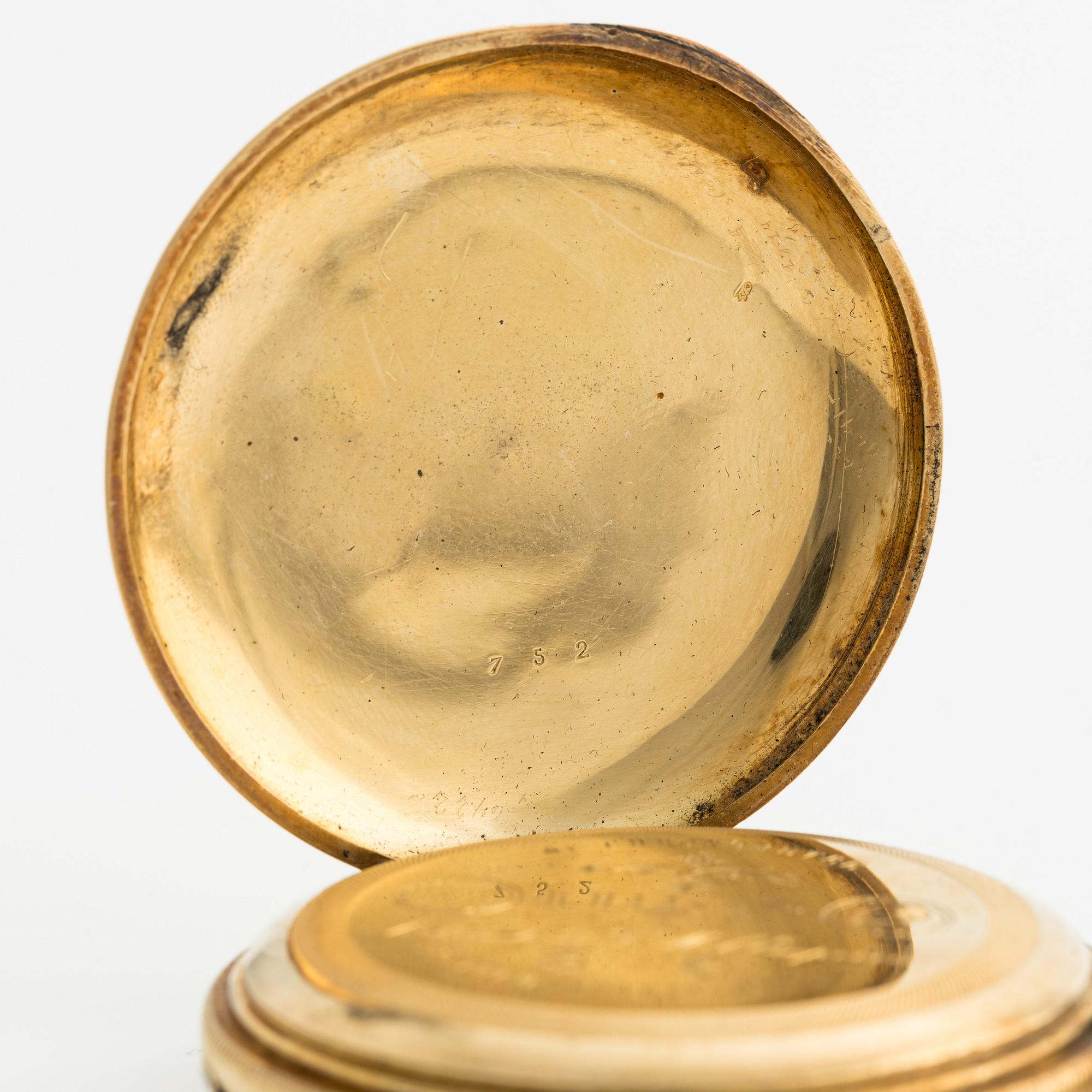 B. Haas Jeune, Paris-Geneve, pocket watch, hunter, 49 mm.