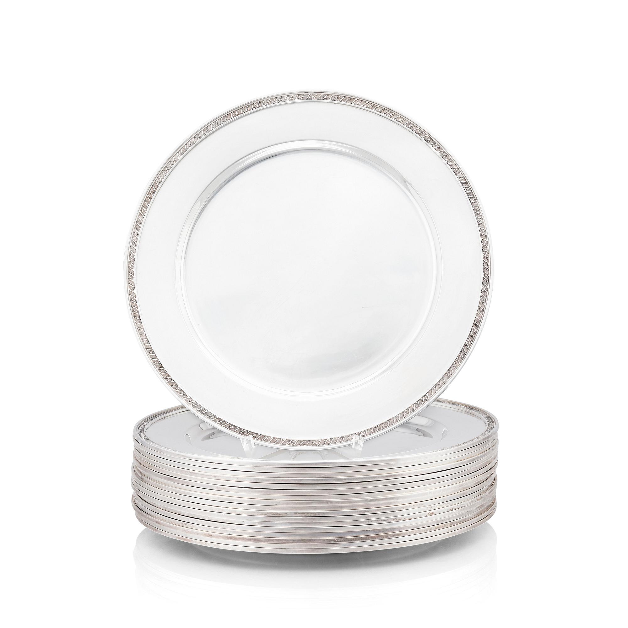 Atelier Borgila, tallrikar, 18 stycken, Stockholm, 1941, sterling silver.