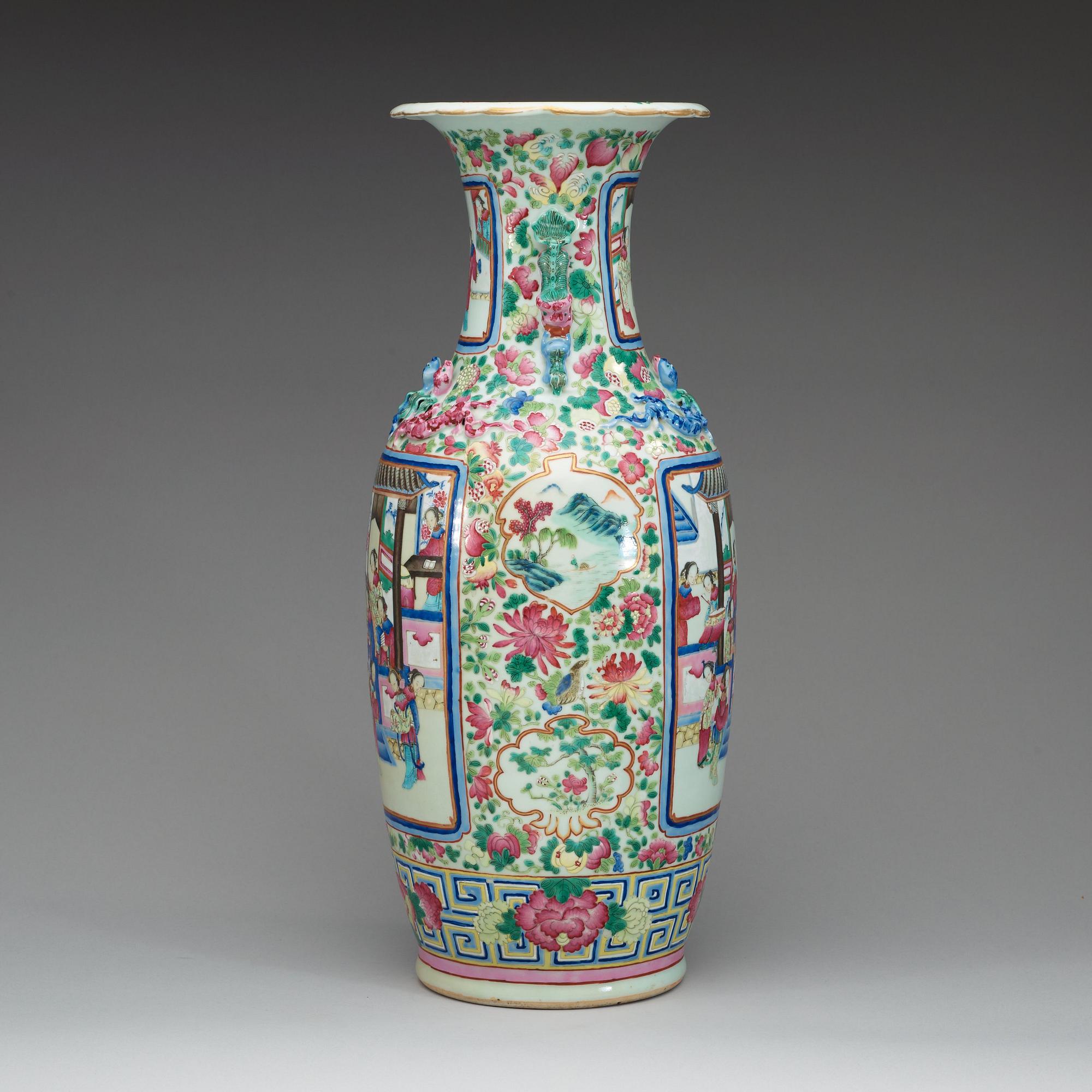 A famille rose vase, late Qing dynasty.