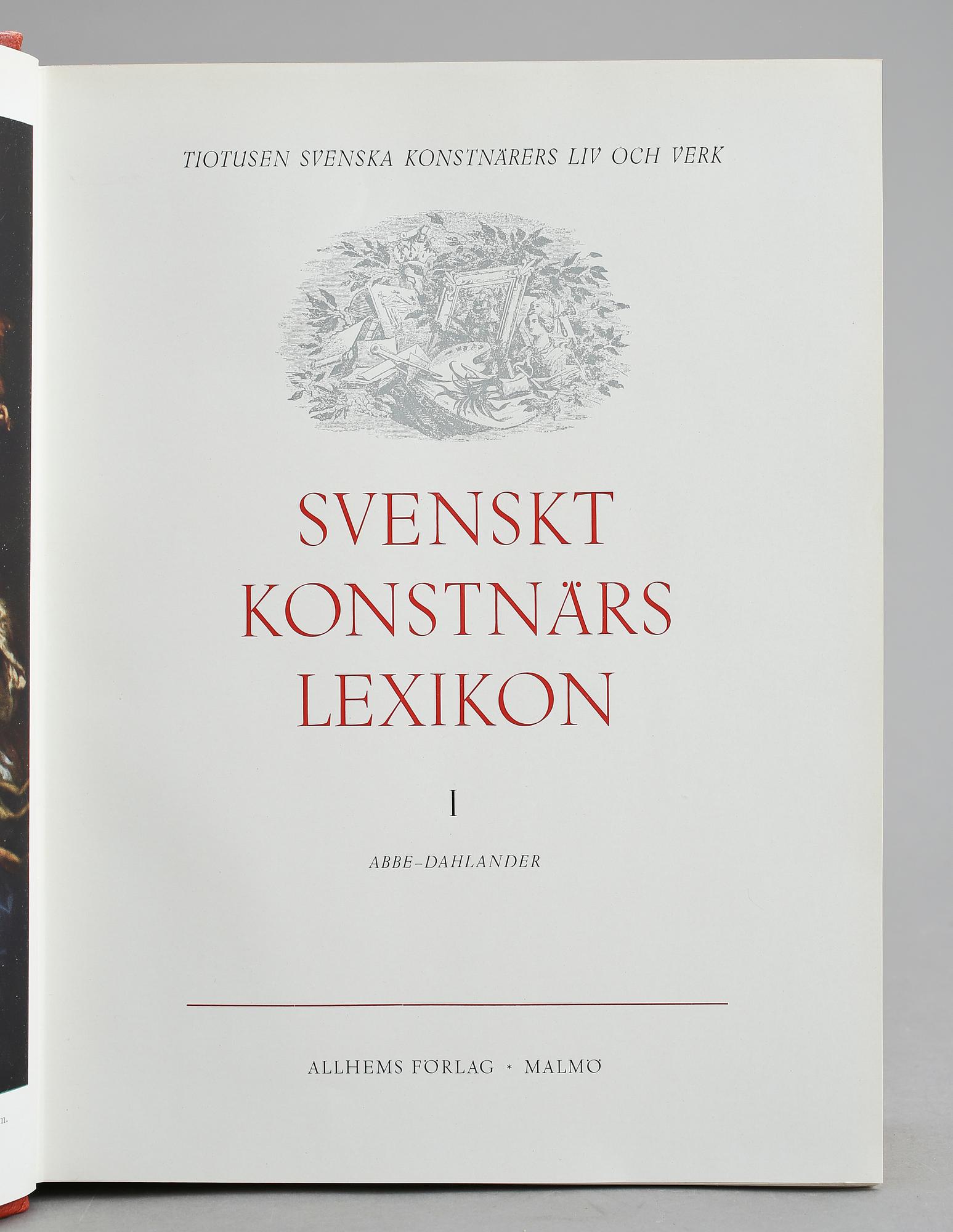 BOKVERK, 5 band, "Svenskt konstnärslexikon", Allhems förlag, Malmö, 1952-67.