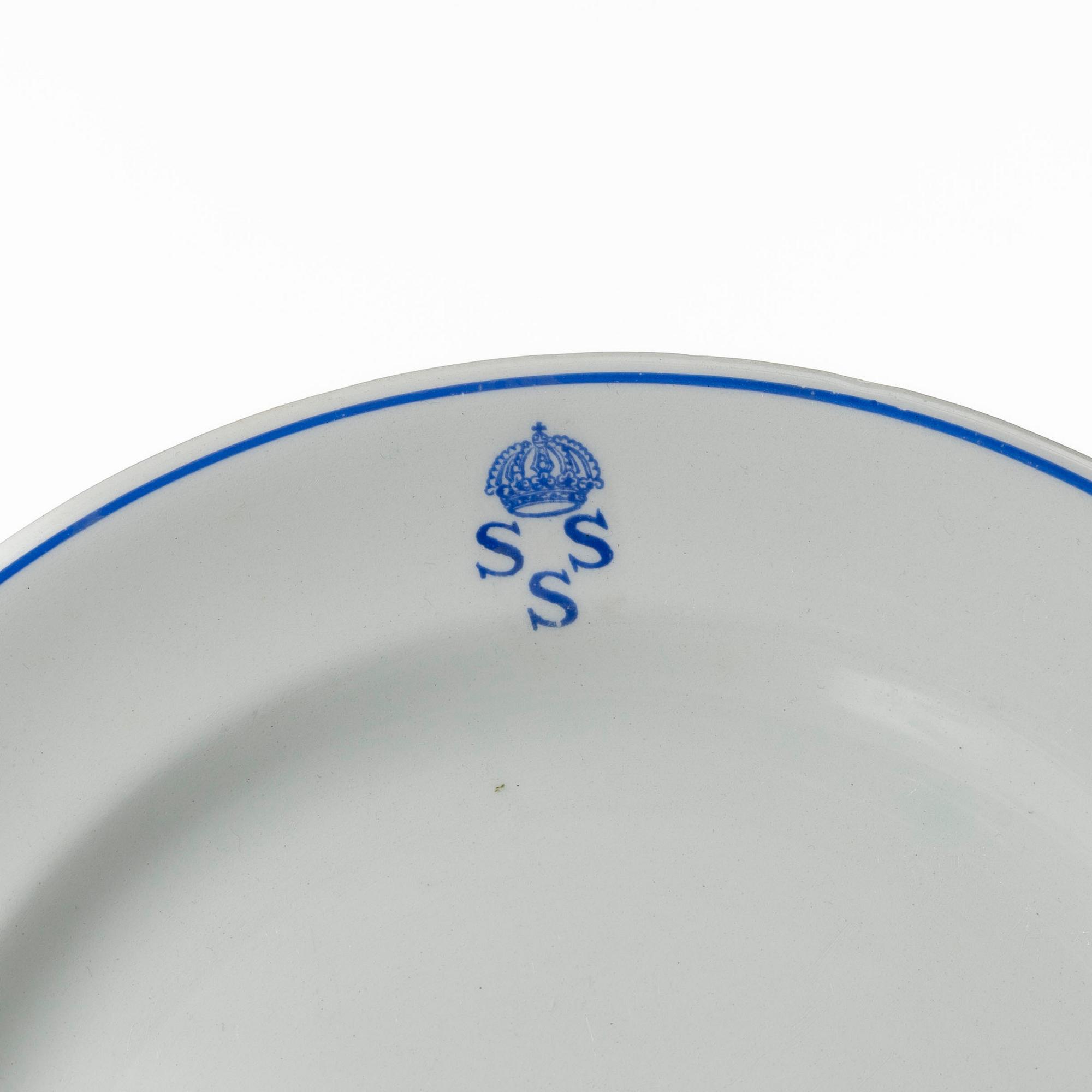 Matservis, 45 delar, porslin, "Kungliga Svenska Segelsällskapet", tillverkad för Nordiska Kompaniet, Rörstrand.