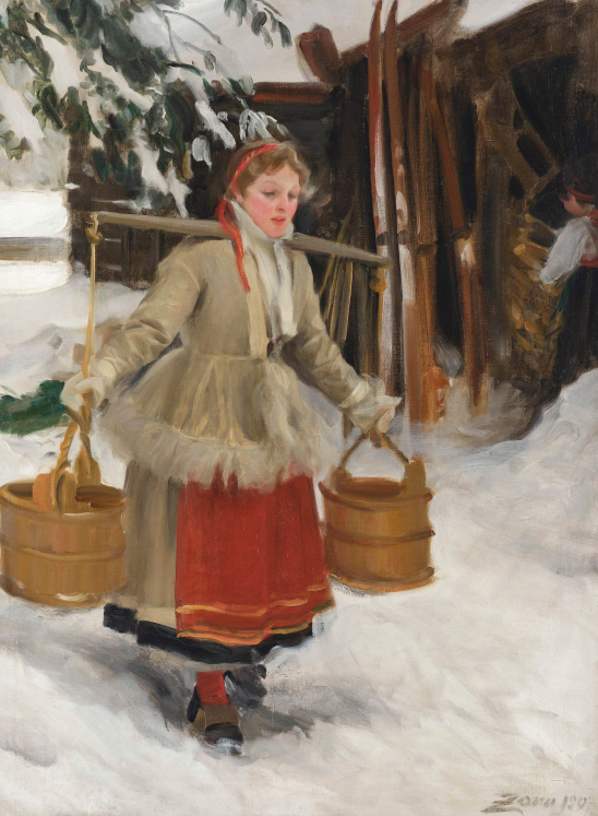 "Hämta vatten" by Anders Zorn