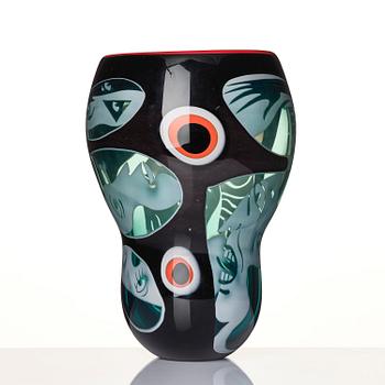 Peter Hermansson, a graal glass vase, blown by Micke Johansson, Örsjö, 2012.