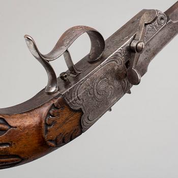 A mid 19th century Belgian percussion pistol.