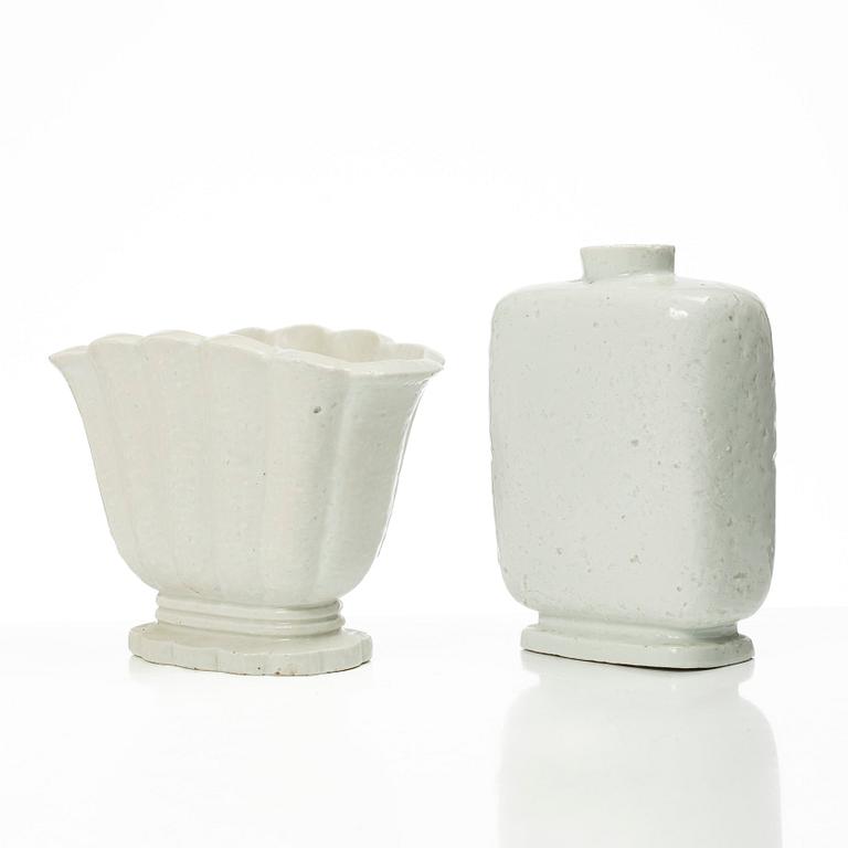 Gunnar Nylund, vaser, 4 st, chamotterat stengods, Rörstrand 1930-40-tal.